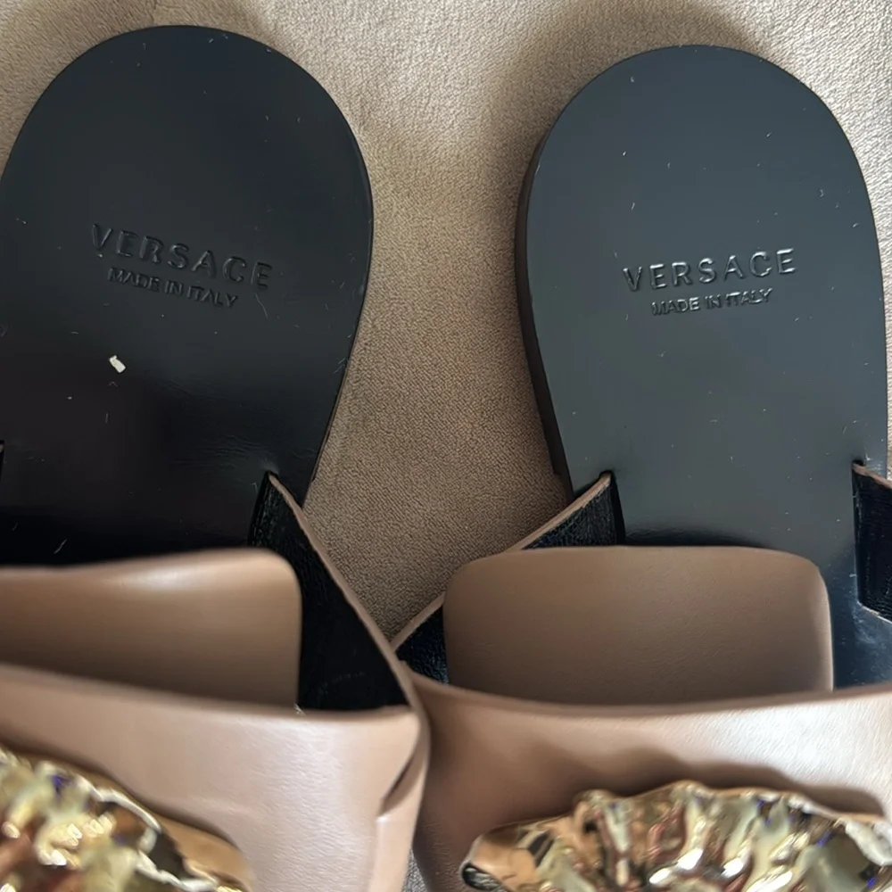 Versace tan gold Medusa sandals - Picture 7 of 15